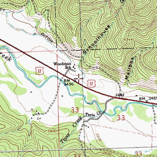 Topographic Map of Woodman Mine, MT