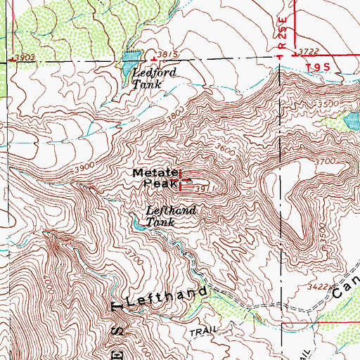 Topographic Map of Metate Peak, AZ