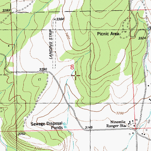 Topographic Map of Ninemile Remount Deport Point of Interest, MT