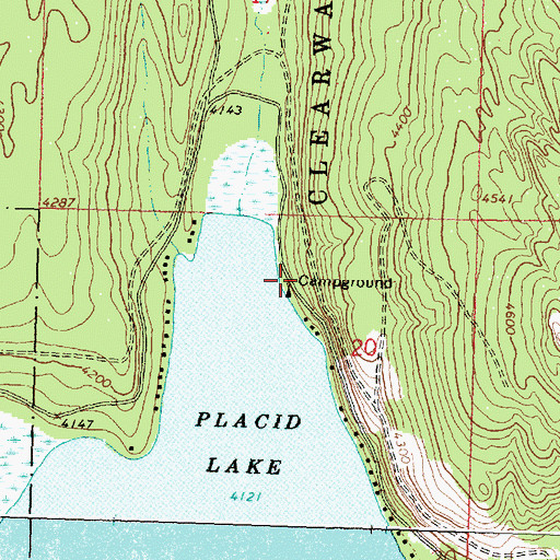 Topographic Map of Placid Lake Recreation Site, MT