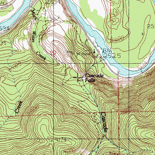 Topographic Map of Cascade Falls, MT