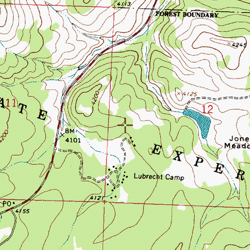 Topographic Map of Lubrecht Camp Ski Area, MT
