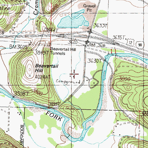 Topographic Map of Beavertail Hill Recreation Site, MT