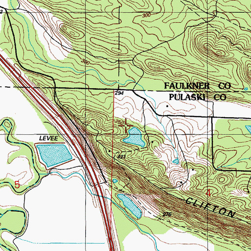 Topographic Map of L D Rogers Lake Dam, AR