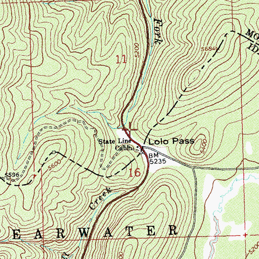 Topographic Map of Lolo Pass Winter Sports Area and Visitor Center, MT