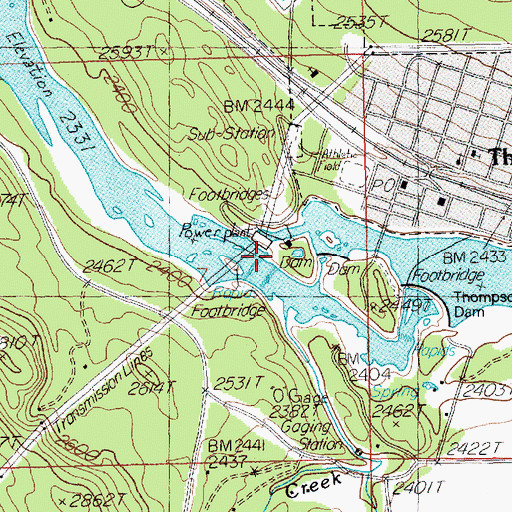 Topographic Map of Thompson Falls Dam Point of Interest, MT