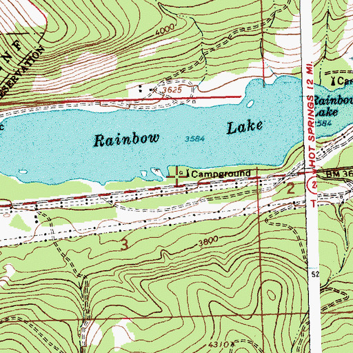 Topographic Map of Rainbow Lake Campground, MT