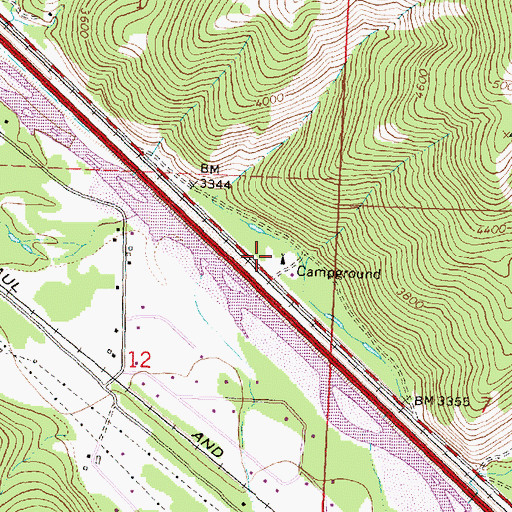 Topographic Map of Turah Recreation Site, MT