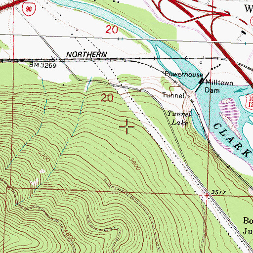Topographic Map of Milltown Bird Reserve, MT