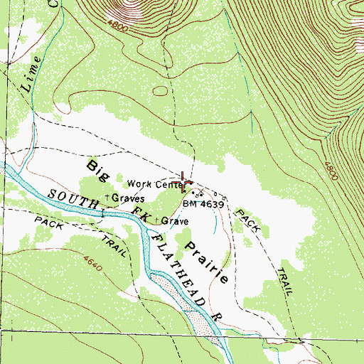 Topographic Map of Big Prairie Work Center, MT