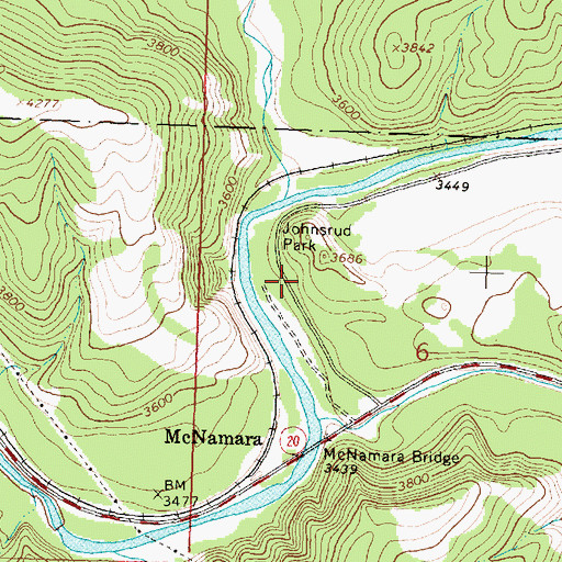 Topographic Map of Johnsrud Park Recreation Site, MT