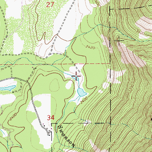 Topographic Map of Swansons Lodge, MT