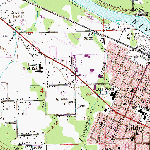 Topographic Map of Kootenai Forest Service Headquarters, MT