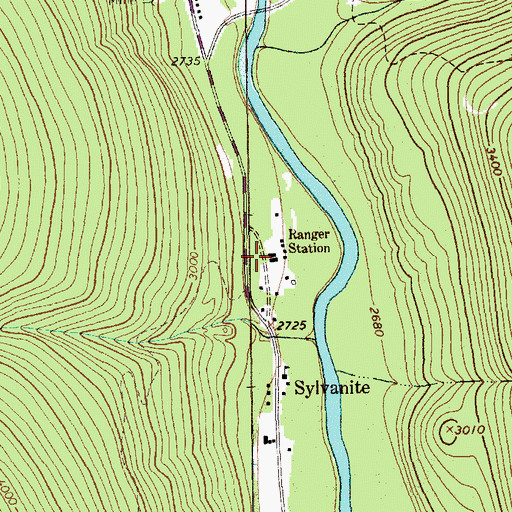 Topographic Map of Sylvanite Ranger Station, MT