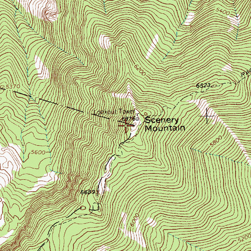 Topographic Map of Scenery Mountain Lookout Station (historical), MT