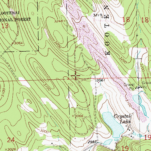 Topographic Map of Crystal Lake Resort, MT