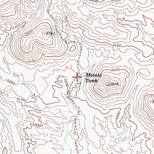 Topographic Map of Metate Tank, AZ