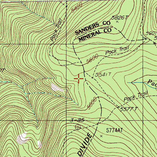 Topographic Map of East Fork Pass, MT