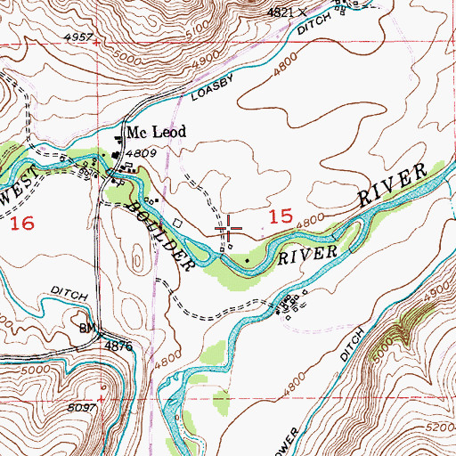 Topographic Map of Boulder Forks Recreation Area, MT