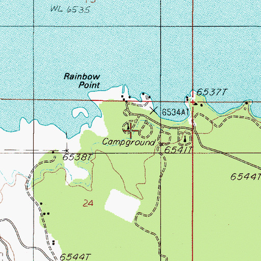 Topographic Map of Rainbow Point Campground, MT