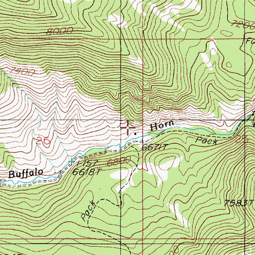 Topographic Map of Buffalo Horn Campground, MT