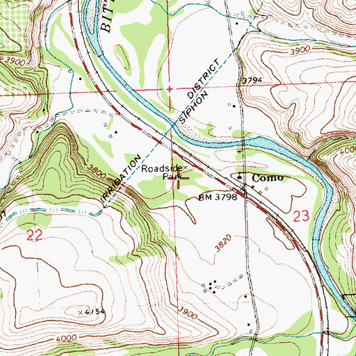 Topographic Map of Durland Park Campground, MT