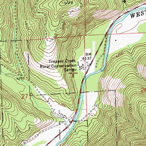 Topographic Map of Trapper Creek Job Corps Center, MT