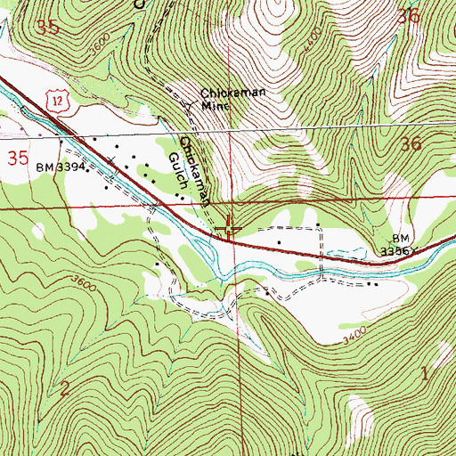 Topographic Map of Fort Fizzle Campground, MT
