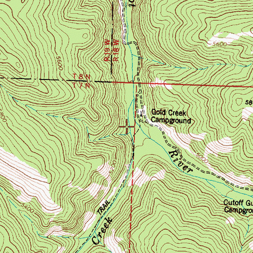 Topographic Map of Gold Creek Trailhead, MT