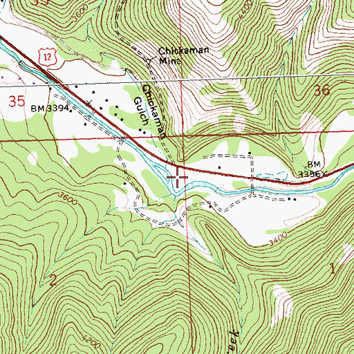 Topographic Map of Fort Fizzle Historic Site, MT