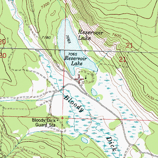 Topographic Map of Reservoir Lake Campground, MT