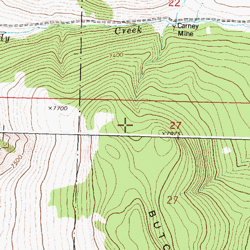 Topographic Map of Butch Hill, MT