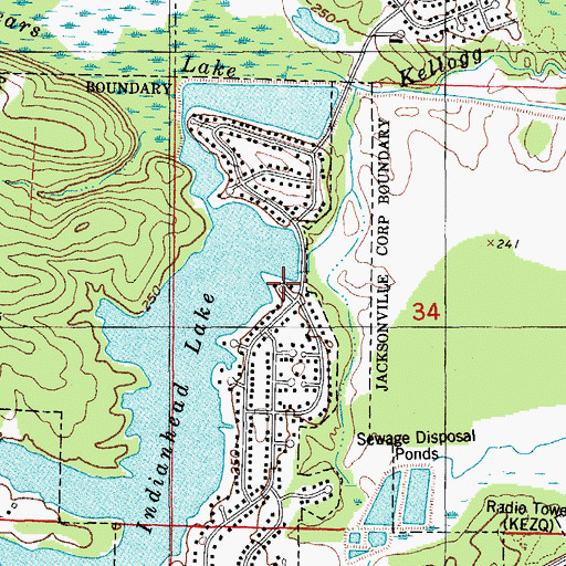 Topographic Map of Indianhead Lake Dam, AR
