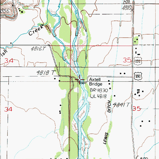 Topographic Map of Axtell Bridge Sportsman Access, MT