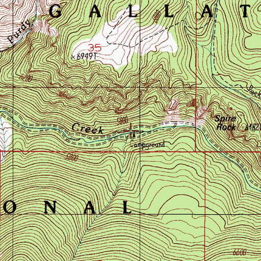 Topographic Map of Spire Rock Campground, MT