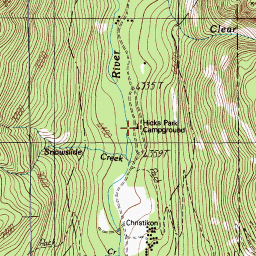 Topographic Map of Hicks Park Campground, MT