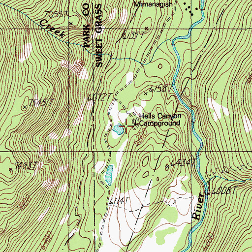 Topographic Map of Hells Canyon Campground, MT
