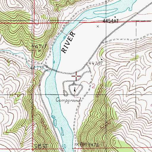 Topographic Map of Beartrap Recreation Area, MT