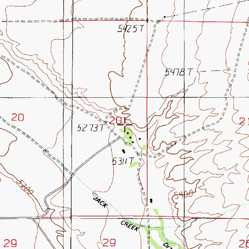 Topographic Map of Jack Creek Ranch, MT