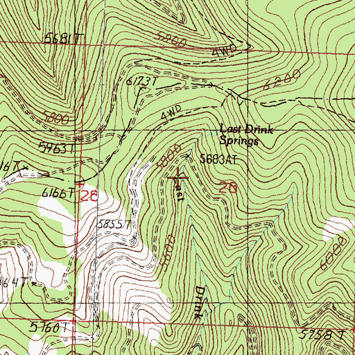 Topographic Map of Last Drink Springs, MT