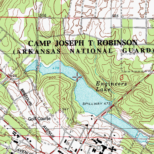 Topographic Map of Camp Robinson Lake Dam Number One, AR