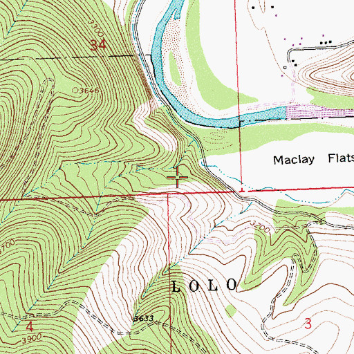 Topographic Map of Blue Mountain Equestrian and Hiking Trail, MT