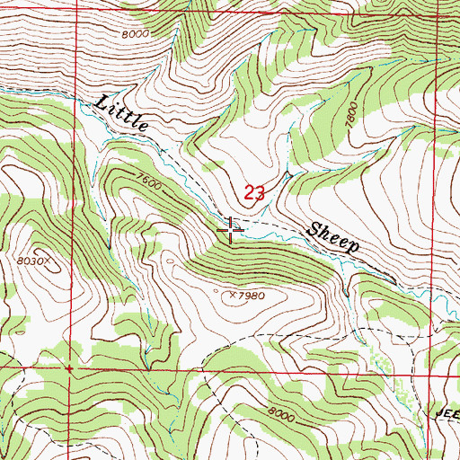 Topographic Map of Beartrap Creek, MT
