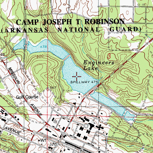 Topographic Map of Camp Robinson Lake Number One, AR