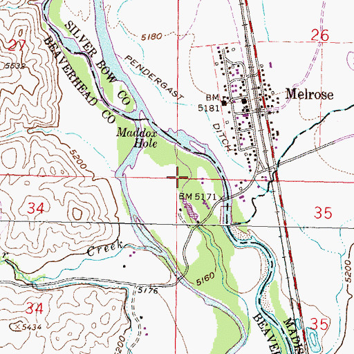 Topographic Map of Salmon Fly Campground, MT