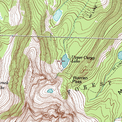 Topographic Map of Upper Carpp Lake, MT