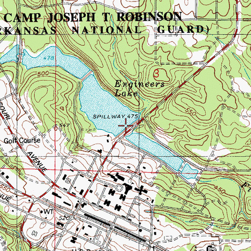 Topographic Map of Camp Robinson Dam Number Two, AR