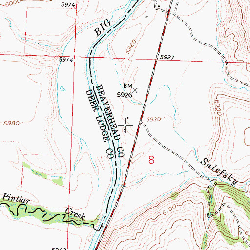 Topographic Map of Smith Ranch, MT
