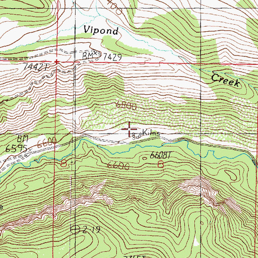 Topographic Map of Canyon Creek Charcoal Kilns, MT