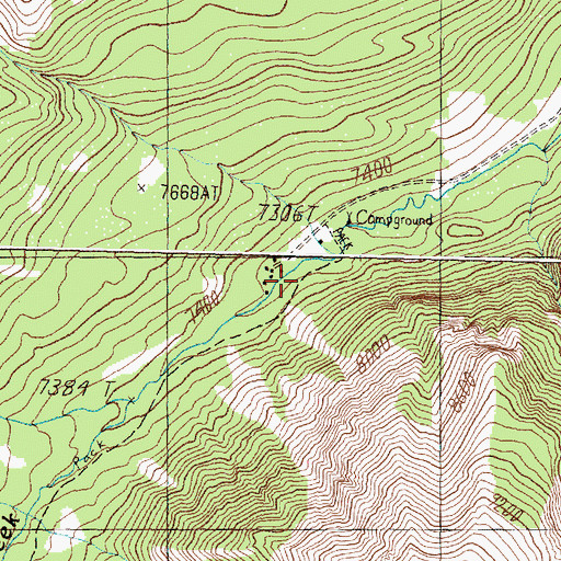Topographic Map of Canyon Creek Recreation Site, MT
